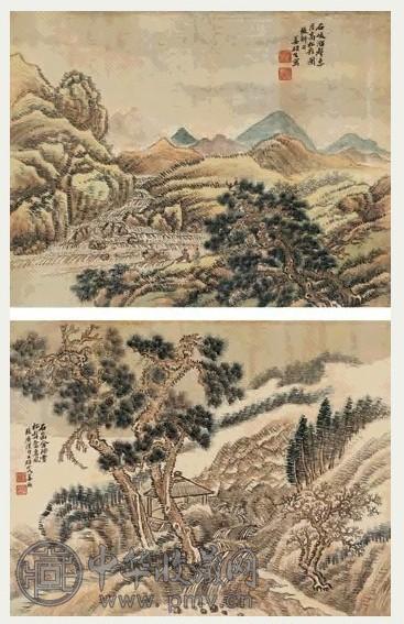 姜筠 丁酉(1897年)作 前贤诗意图 册页(8开) 设色绢本
