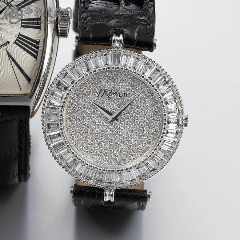 DeLaneau 18k白金石英腕表