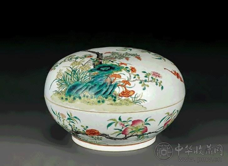 清光绪 粉彩福寿纹捧盒