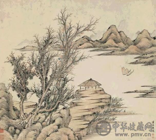 董诰 山水 立轴 设色纸本