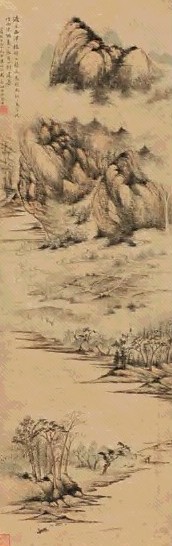 汤贻汾 甲戌(1814年)作 山水 立轴 设色纸本