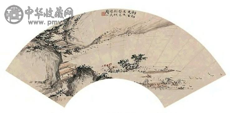 周怀民 1953年作 山水 扇面 设色纸本