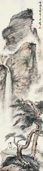 近现代 钱瘦铁 山水人物 轴