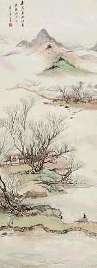 吴镜汀 杏花春雨江南 立轴 设色纸本