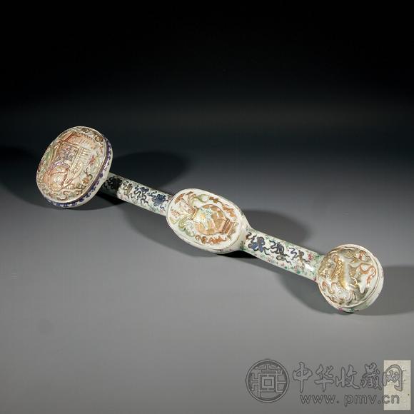 清光绪 瓷雕象图如意