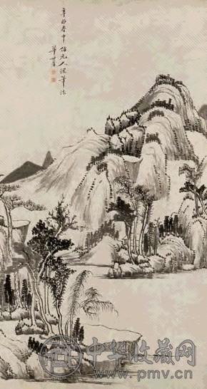 清 华世芳 1891年作 仿元人山水