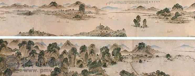 明 钱穀 轻舟出峡图 手卷 设色纸本
