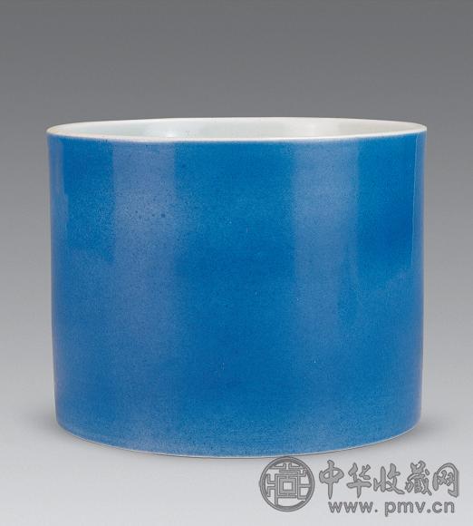 清康熙 洒蓝釉笔筒