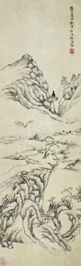 程鸣 清 山水 轴