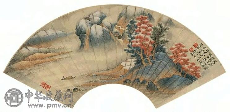 吴湖帆 峒关蒲雪图 扇面 设色纸本