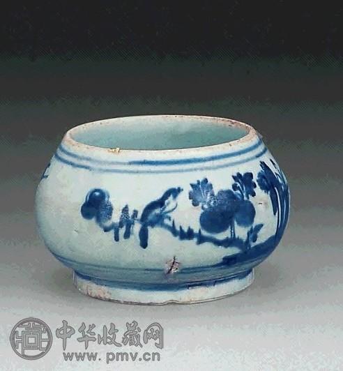 万历 青花花鸟钵