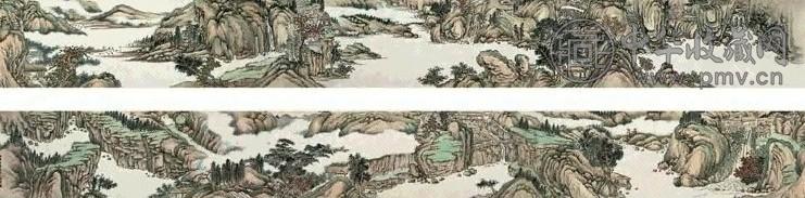 吴伟业 溪山无尽图 手卷 设色纸本