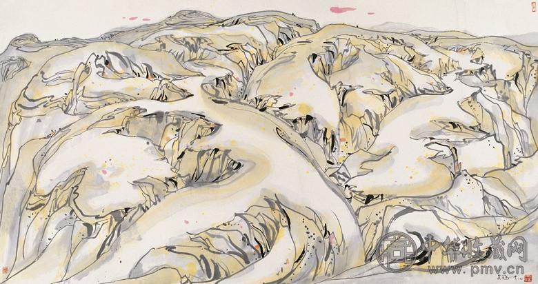 吴冠中 1989年作 老虎高原 镜心 设色纸本