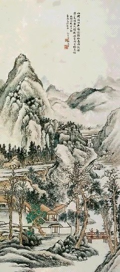 民国 张穀年 山水 立轴 设色纸本