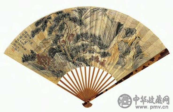 吴华源 近现代 秋山萧寺 成扇