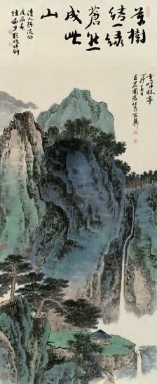 谢稚柳 1987年作 万树苍然图 立轴 设色纸本