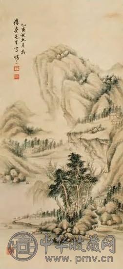 惕三 山水 立轴 设色绢本