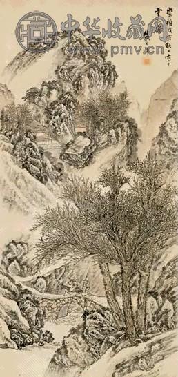 盛茂烨 1638年作 山水 立轴 浅绛纸本