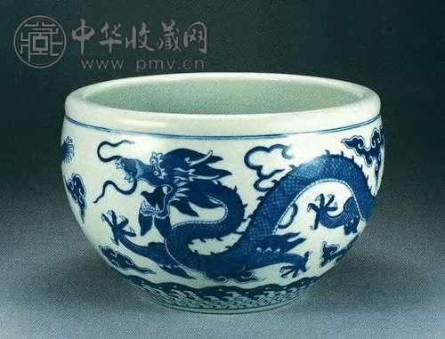 清道光 青花云龙纹缸