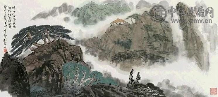 颜梅华 2003年作 山水人物 镜心 设色纸本