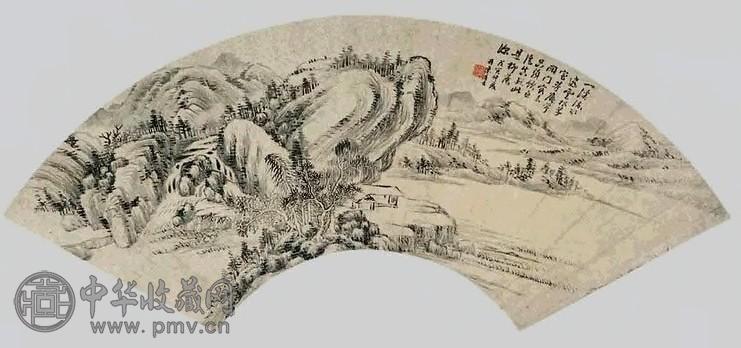 戴熙 山水 扇面 水墨金笺