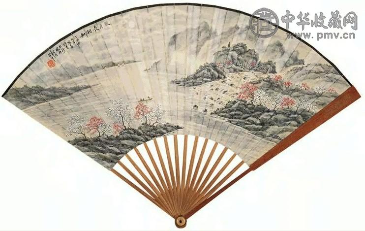 陶冷月 丁亥(1947年)作 风月长相知 成扇 设色纸本