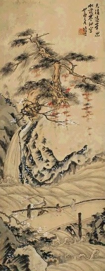 溥儒 1933年作 水落寒沙图 镜心 设色绢本