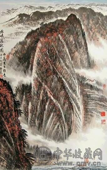 岑学恭 巫峡清秋图 立轴 设色