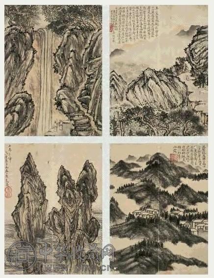 黎简 1780年作 罗浮山水 册页 十一开 水墨或设色绢本