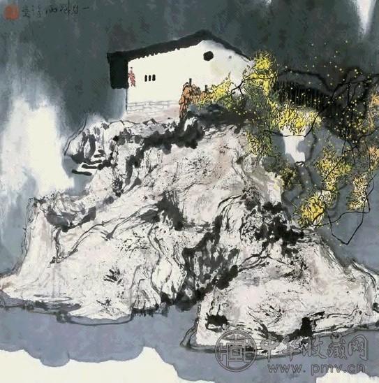 杨延文 一庭花雨 立轴 设色纸本