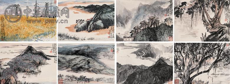 陆俨少 就新册 册页(8开) 设色纸本
