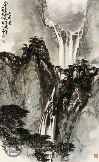 张耀峰 丙寅(1986年)作 山居图 立轴 设色纸本