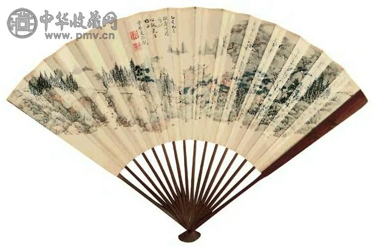 夏敬观、马一浮 山水、书法 扇面 纸本