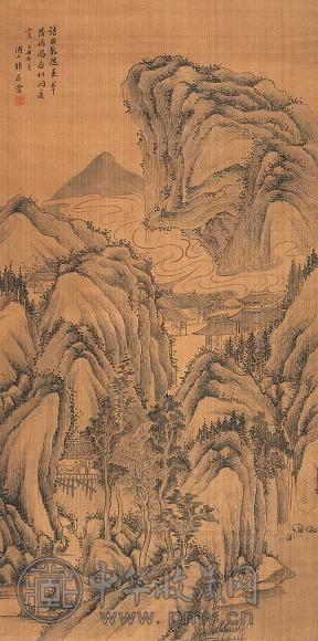 张庚 1757年作 山水 立轴 水墨绢本