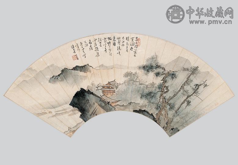 溥儒 山水 扇面 纸本