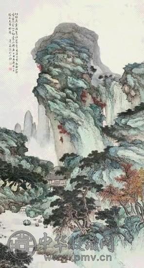 赵梦苏 青绿山水 立轴 设色