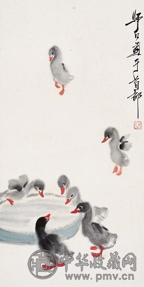 娄师白 小鸭图 立轴 设色纸本
