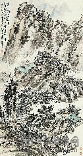 近现代 蒲华 空山新雨 轴