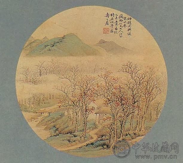 陆恢 1895年作 山水 扇面 设色绢本