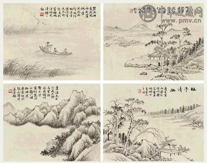 王屺 山水 册页(10开) 水墨纸本