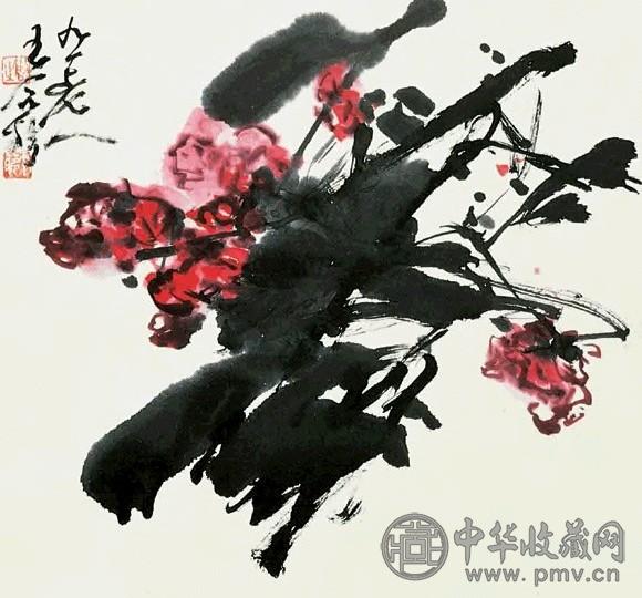 王个簃 花卉 立轴 设色纸本