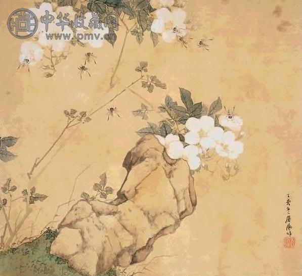 居廉 1887年作 采芳图 镜心 设色绢本