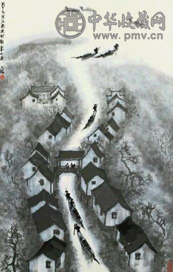 贾又福 戊午(1978年)作 山水 立轴 设色纸本