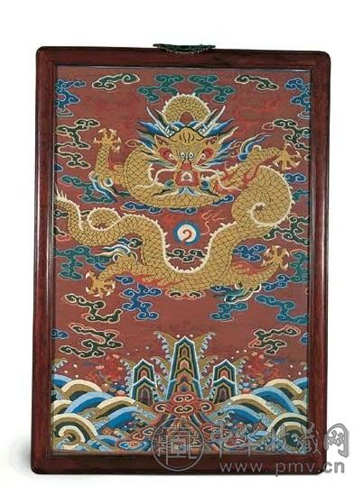 海水云龙纹缂丝挂屏