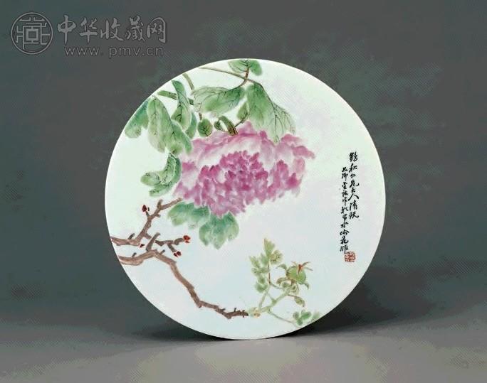 清末 金品卿绘粉彩花卉图瓷板