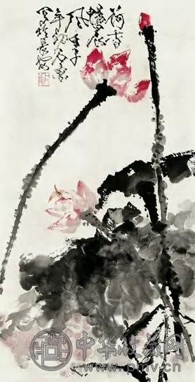 石鲁 荷香畅晨风 轴