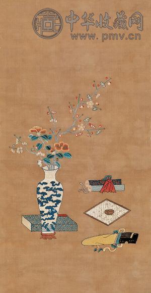 清乾隆 珍珠绣琴棋书画图