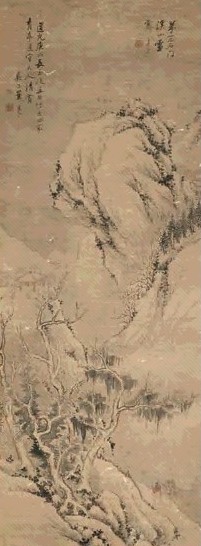 叶道芬 1850年作 溪山雪霁 屏 设色纸本