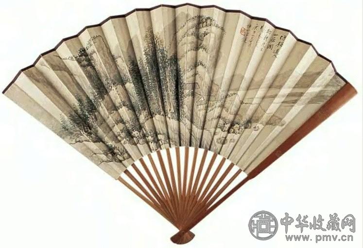 王琦 山水 扇面 纸本