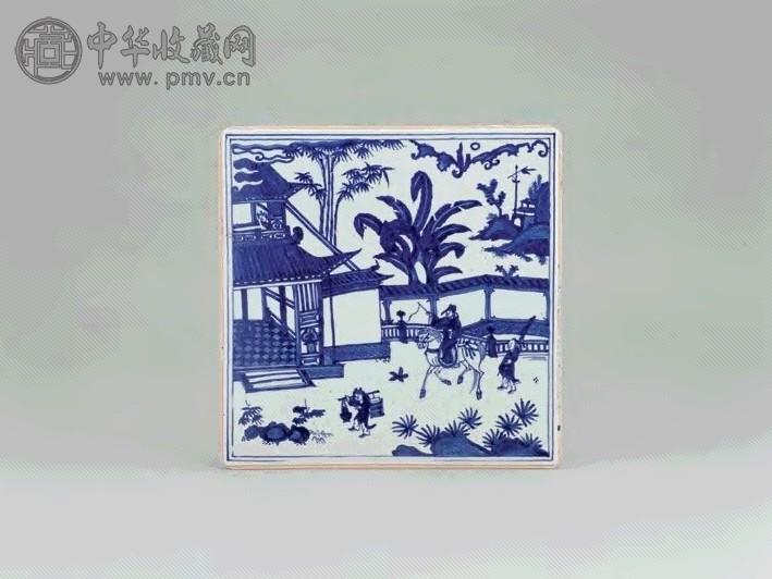 明嘉靖/万历 青花人物图瓷板
